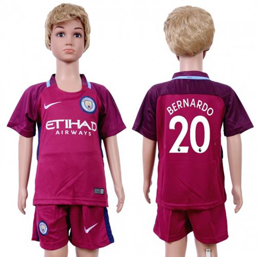 Manchester City #20 Bernardo Away Kid Soccer Club Jersey - Click Image to Close